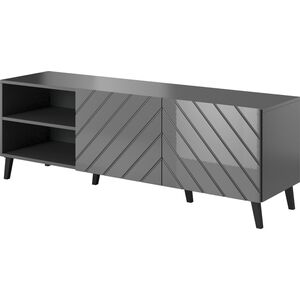 Cama Meble Szafka RTV ABETO 150x42x52 grafit/grafit połysk