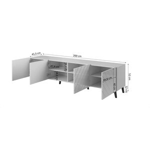 Cama Meble Szafka RTV ABETO 200x42x52 grafit/grafit połysk
