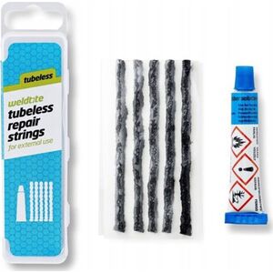 Weldtite Zestaw naprawczy do opon tubeless WELDTITE TUBELESS REPAIR STRINGS (5 wkładów + klej) (NEW)