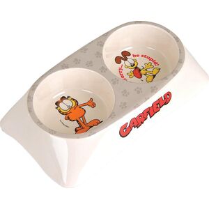 Garfield Garfield, podwójna miska z melaminy dla kota, biała/szara