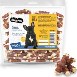 Hau&Miau Pausesnack przysmak dla psa, patyki ze skóry oplecione kaczką 500g