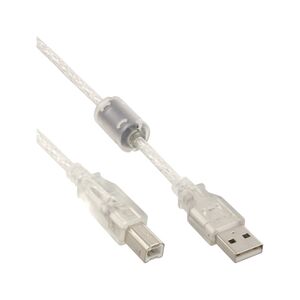Kabel USB InLine USB-A - USB-B 7 m Biały (34557)