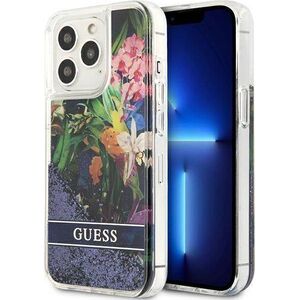 Guess Guess GUHCP13LLFLSB iPhone 13 Pro / 13 6,1" niebieski/blue hardcase Flower Liquid Glitter