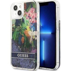 Guess Guess GUHCP13SLFLSB iPhone 13 mini 5,4" niebieski/blue hardcase Flower Liquid Glitter