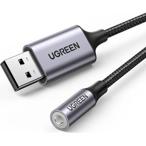 Kabel USB Ugreen USB-A - mini Jack 3.5 mm Czarno-srebrny (30757)