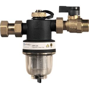 Afriso Kompaktowy magnetyczny separator zanieczyszczeń ADS 110, uniwersalne przyłącza G3/4", Kvs 5,2 m3/h, z zaworem