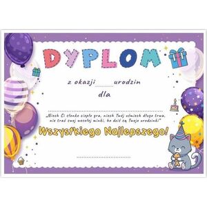 LearnHow Dyplom A5 urodzinowy - Balony 5szt