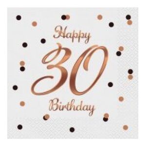 GoDan Serwetki B&C Happy 30 Birthday białe 33x33cm 20szt