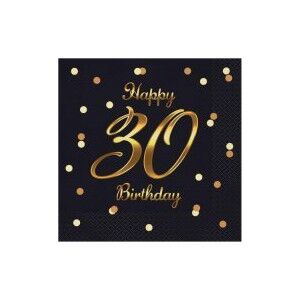 GoDan Serwetki B&C Happy 30 Birthday czarne 20szt