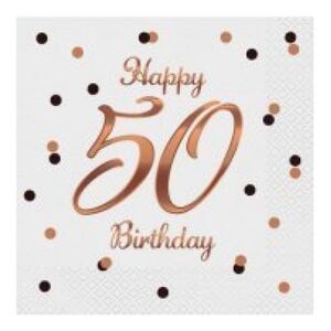 GoDan Serwetki B&C Happy 50 Birthday białe 33x33 20szt