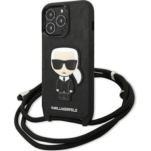 Karl Lagerfeld Karl Lagerfeld KLHCP13LCMNIPK iPhone 13 Pro / 13 6,1" hardcase czarny/black Leather Monogram Patch and Cord Iconik