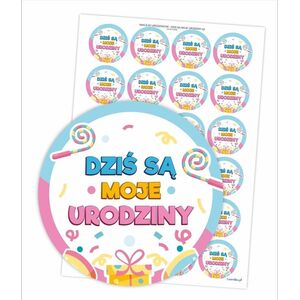 LearnHow Naklejki urodzinowe - Dziś są moje urodziny 24szt