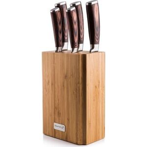 G21 G21 Zestaw noży Gourmet Nature, 5 szt + klocek bambusowy