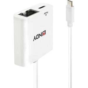 Adapter USB Lindy 43284 USB-C - RJ45 + USB-C Biały  (43284)