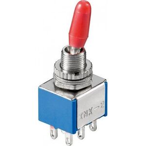 Goobay Przełącznik krzyżowy miniaturowy, 2x ON - ON, 6 pinów, niebieska obudowa
