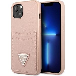 Guess Guess GUHCP13SPSATPP iPhone 13 mini 5,4" różowy/pink hardcase SaffianoTriangle Logo Cardslot