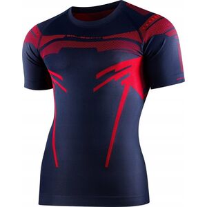 Brubeck SS13700 Koszulka męska DRY z krótkim rękawem ciemnoniebieski/czerwony XXL