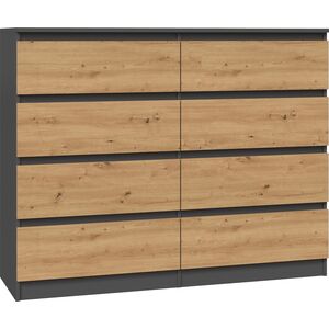 Topeshop KOMODA MALWA M8 120 - ANTRACYT / DĄB ARTISAN