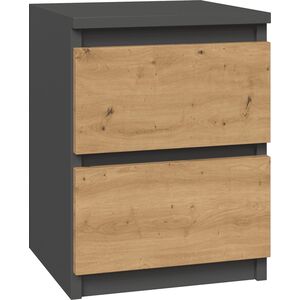 Topeshop SZAFKA NOCNA MALWA M2 - ANTRACYT / DĄB ARTISAN