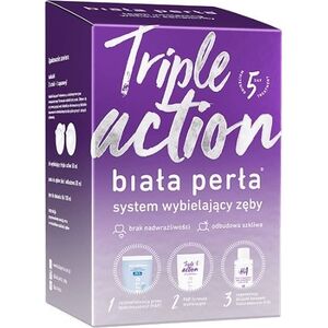 Biała Perła, Triple Action System wybielający zęby Żel 50 ml + Płyn 100 ml + Pasta 30 ml - Długi termin ważności!