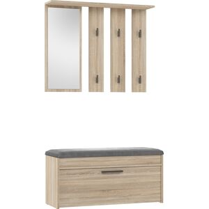 Topeshop GARDEROBA WIESZAK LUSTRO SZAFKA NA BUTY PARMA DĄB SONOMA