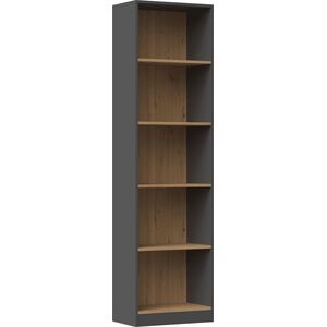 Topeshop REGAŁ R50 KSIĄŻKI SEGREGATORY BIURO ANTRACYT DĄB ARTISAN