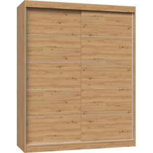 Topeshop SZAFA PRZESUWNA IGA 160 CM DRZWI PRZESUWNE ZE SZPROSAMI DĄB ARTISAN