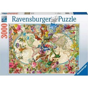 Ravensburger Puzzle 3000 elementów Flora i Fauna. Mapa Świata