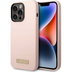 Guess Etui Guess GUHMP14XSBPLP Apple iPhone 14 Pro Max różowy/pink hard case Silicone Logo Plate MagSafe