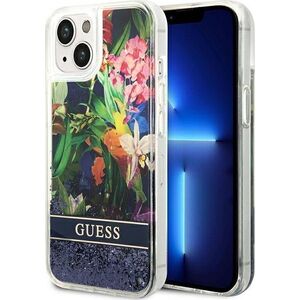 Guess Etui Guess GUHCP14MLFLSB Apple iPhone 14 Plus niebieski/blue hardcase Flower Liquid Glitter