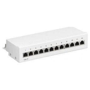 Goobay CAT 6 panel krosowy mini/biurkowy, 12 portów - Wersja kolorystyczna Biały
