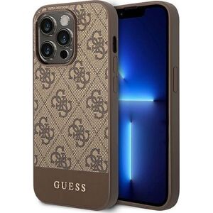 Guess Guess 4G Bottom Stripe Metal Logo Collection - Etui iPhone 14 Pro (brązowy)