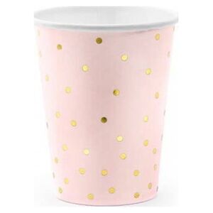 PartyDeco Kubeczki Kropki, jasny róż, 260ml one size