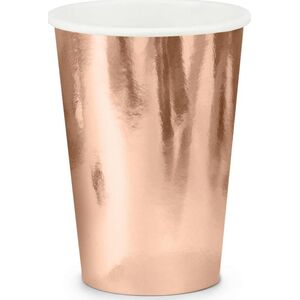 PartyDeco Kubeczki papierowe różowe złoto 220 ml one size