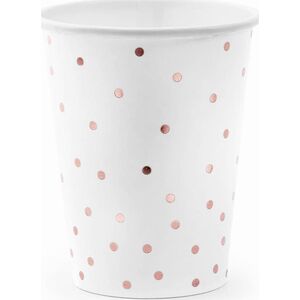 PartyDeco Kubeczki Kropki, biały, 260ml one size