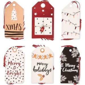 Dalprint ZAWIESZKI DO PREZENTÓW ZE SZNURKIEM, MERRY HOLIDAYS, 24 SZT.