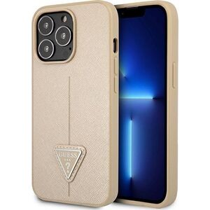Guess Etui Guess do iPhone 14 Pro Max 6,7" beżowy/beige hardcase SaffianoTriangle Logo
