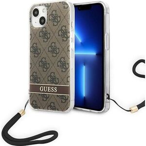 Guess Etui Guess do iPhone 14 6,1" brązowy/brown hardcase 4G Print Strap