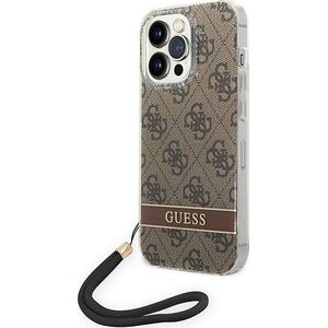 Guess Etui Guess do iPhone 14 Pro 6,1" brązowy/brown hardcase 4G Print Strap