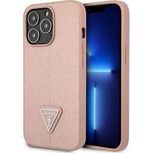 Guess Etui Guess do iPhone 14 Pro 6,1" różowy/pink hardcase SaffianoTriangle Logo