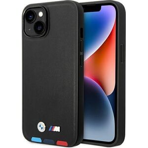 BMW Etui BMW do iPhone 14 Plus 6,7" czarny/black Leather Stamp Tricolor Magsafe