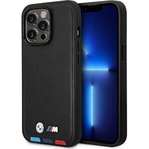 BMW Etui BMW do iPhone 14 Pro Max 6,7" czarny/black Leather Stamp Tricolor Magsafe