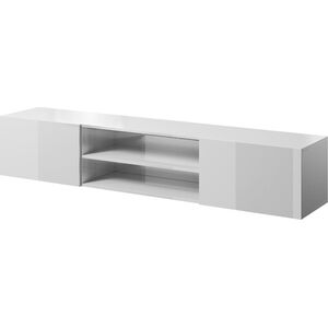 Cama Meble Szafka RTV SLIDE 200K 200x40xH37 cała w białym połysku