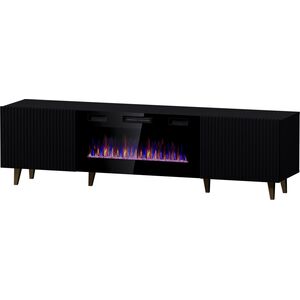 Cama Meble Szafka RTV PAFOS EF z kominkiem elektrycznym 180x42x49 czarny mat
