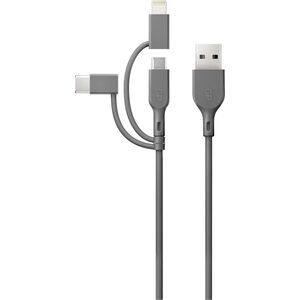 Kabel USB GP USB-A - USB-C + microUSB + Lightning 1 m Szary (160GPCY1N-C1)