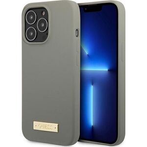 Guess Guess GUHMP13LSPLG iPhone 13 Pro / 13 6,1" szary/grey hard case Silicone Logo Plate MagSafe NoSize
