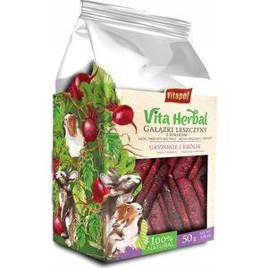 Vitapol Vita Herbal dla gryzoni i królika - gałązki leszczyny z burakiem, 50 g, 4szt/disp