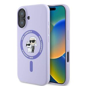 Original Case IPHONE 16 PLUS Karl Lagerfeld Hardcase Silicone Karl&Choupette Ring MagSafe purple 3666339318734