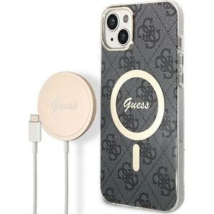 Guess Zestaw Guess GUBPP14MH4EACSK Case+ Charger iPhone 14 Plus 6,7" czarny/black hard case 4G Print MagSafe NoSize
