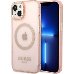 Guess Etui Guess GUHMP14SHTCMP Apple iPhone 14 różowy/pink hard case Gold Outline Translucent MagSafe